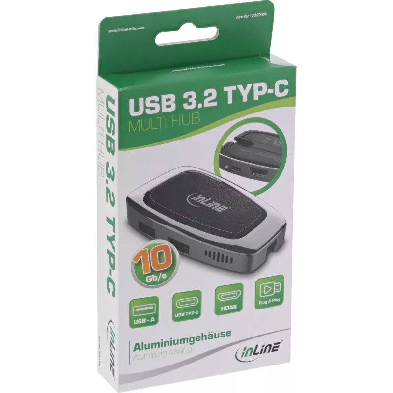Hub USB InLine USB 3.2 Gen 2 Multi Hub (2xUSB-A + 1xHDMI + 1xUSB-C)