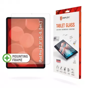 Displex Tablet Glass (9H) do Apple iPad Pro 12,9'' (3./4./5./6. Gen.), Eko ramka montażowa, nietłukące, ultracienkie, niewidoczne