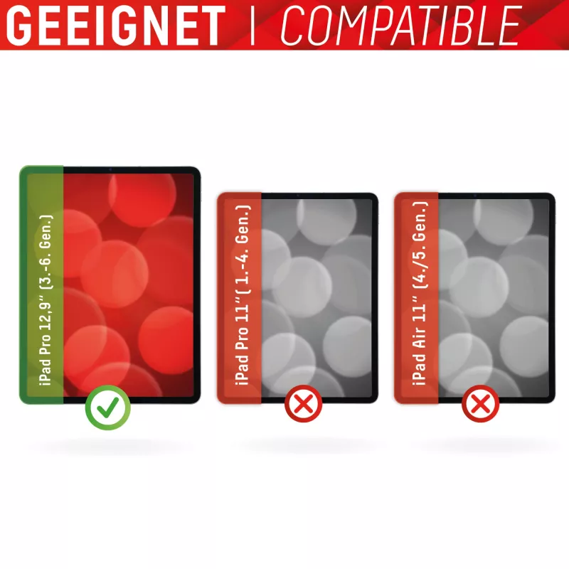 Displex Tablet Glass (9H) do Apple iPad Pro 12,9'' (3./4./5./6. Gen.), Eko ramka montażowa, nietłukące, ultracienkie, niewidoczne
