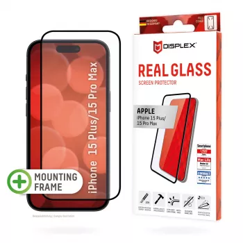 Displex Full Cover Screen Protector (10H) do Apple iPhone 15 Plus/15 Pro Max, Eko Ramka Montażowa, Pełne Pokrycie