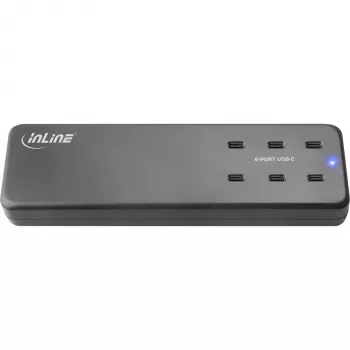 InLine zasilacz wieloportowy, ładowarka, 6x USB-C, PD 3.0, GaN, czarny