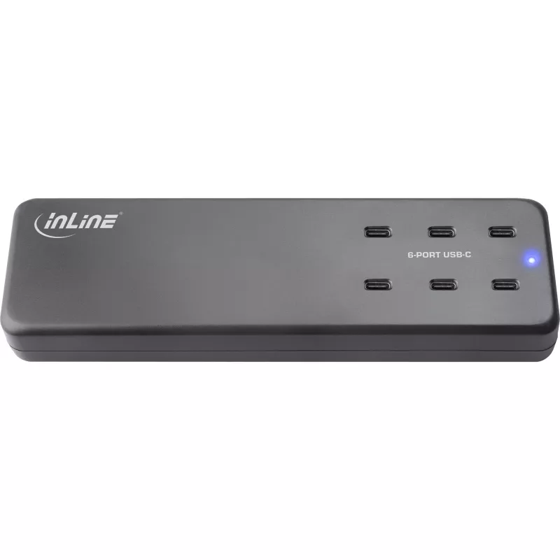 InLine zasilacz wieloportowy, ładowarka, 6x USB-C, PD 3.0, GaN, czarny