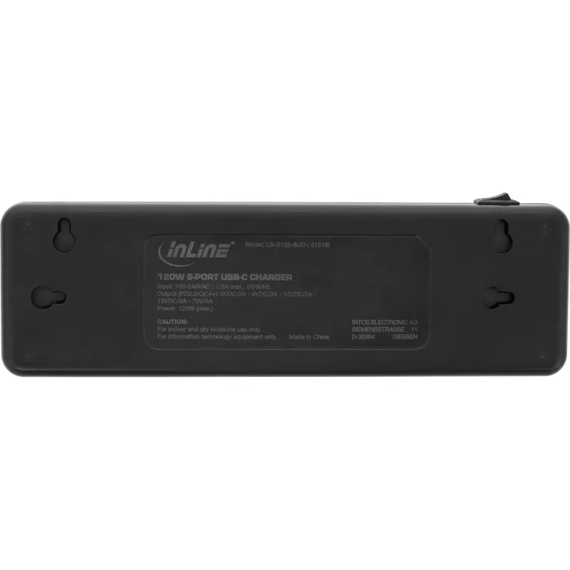 InLine zasilacz wieloportowy, ładowarka, 6x USB-C, PD 3.0, GaN, czarny