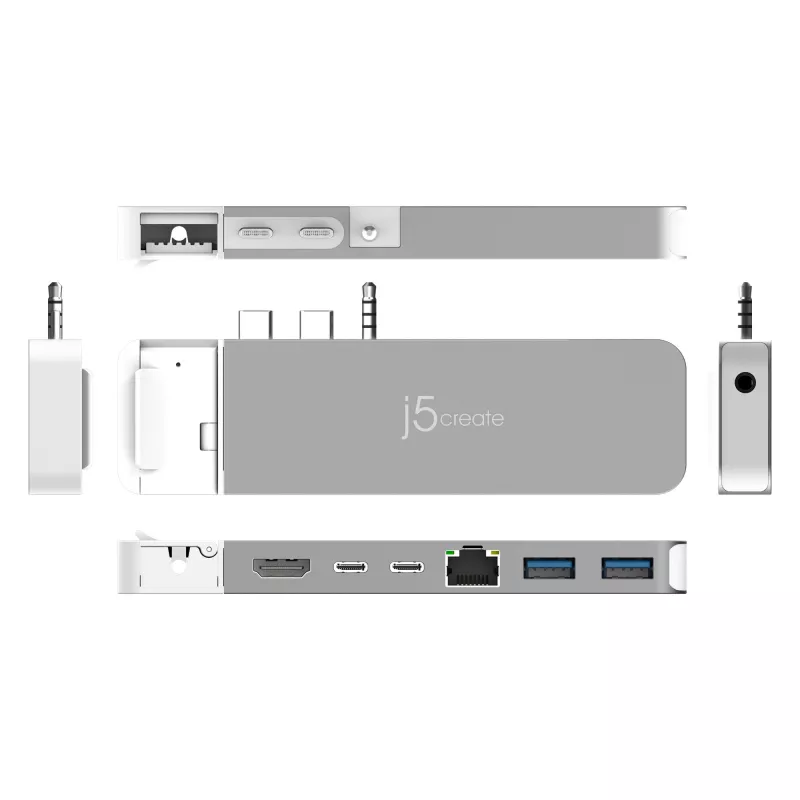 USB Hub j5create JCD395 4K60 Elite Pro przewodowy USB4 z zestawem MagSafe