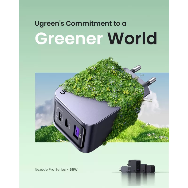 Ugreen 25871 ładowarka do urządzeń mobilnych Uniwersalna Szara AC Szybkie ładowanie Wewnętrzna