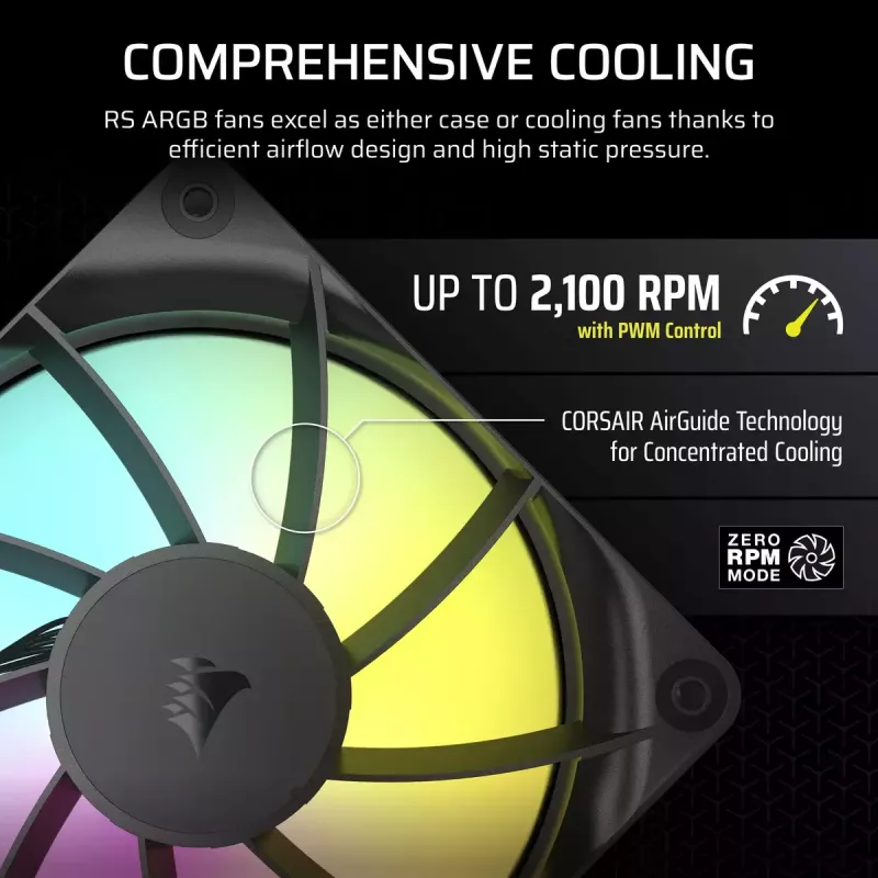 Wentylator Corsair RS120 ARGB do obudowy komputera 12 cm Czarny