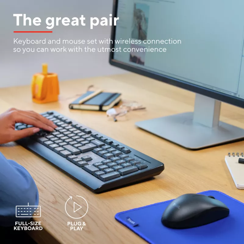 Trust Primo klawiatura Mysz w zestawie Office RF Wireless QWERTZ niemiecka Czarna