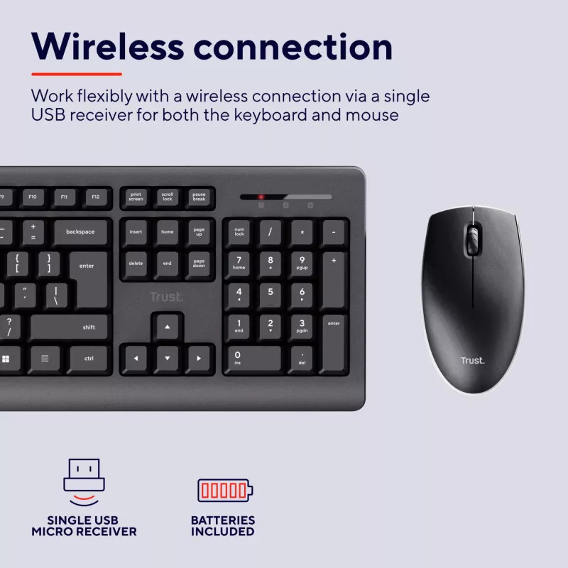 Trust Primo klawiatura Mysz w zestawie Office RF Wireless QWERTZ niemiecka Czarna