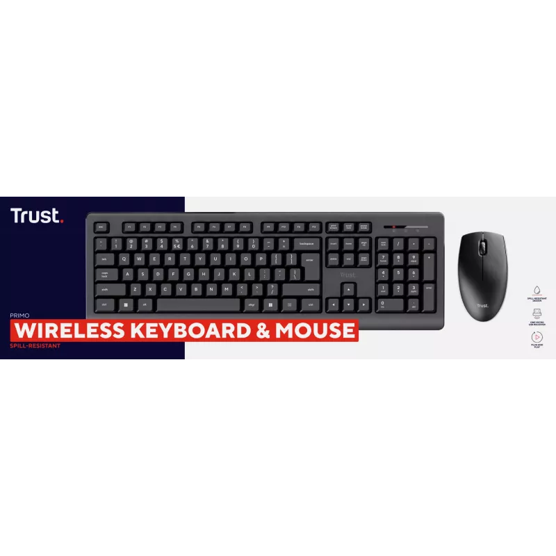 Trust Primo klawiatura Mysz w zestawie Office RF Wireless QWERTZ niemiecka Czarna