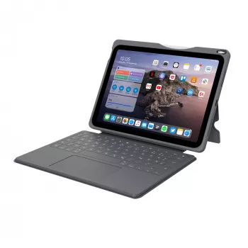 ASTAR DEQSTER Smart Rugged Touch Plus Klawiatura do iPada 10,9 cala — QWERTZ niemiecki, przełączniki mechaniczne, stacja dokująca Smart Connector, szary