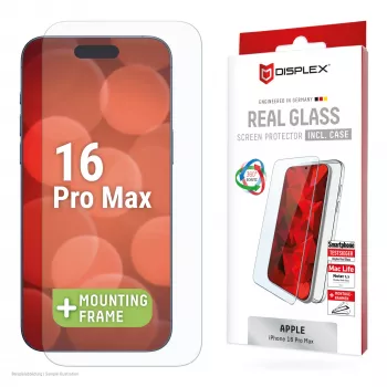Displex Szkło Ochronne + Etui do Apple iPhone 16 Pro Max, Eko-Ramka Montażowa, odporne na zarysowania
