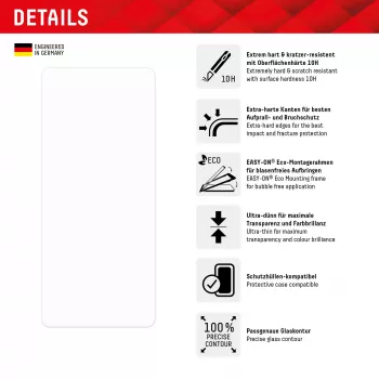 Displex Screen Protector (10H) do Google Pixel 8a, Eco Mounting Frame, odporny na zarysowania