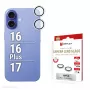 Displex Premium Camera Lens Glass, iPhone 16/16 Plus/17 Glas, 10H, pojedyncze pierścienie, DLC, przezroczysty, Quick Mount