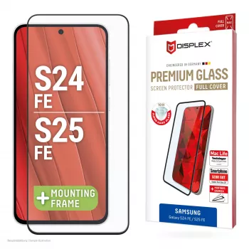 Displex Premium Ochrona ekranu (Full Cover, 10H) dla Samsung Galaxy S25 FE/S24 FE, ekologiczna ramka montażowa, Full Cover