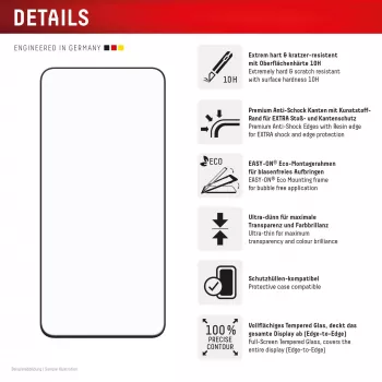 Displex Premium Ochrona ekranu (Full Cover, 10H) dla Samsung Galaxy S25 FE/S24 FE, ekologiczna ramka montażowa, Full Cover