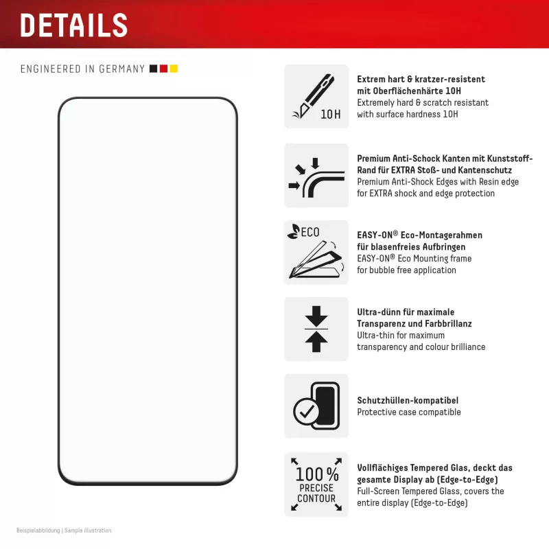 Displex Premium Ochrona ekranu (Full Cover, 10H) dla Samsung Galaxy S25 FE/S24 FE, ekologiczna ramka montażowa, Full Cover