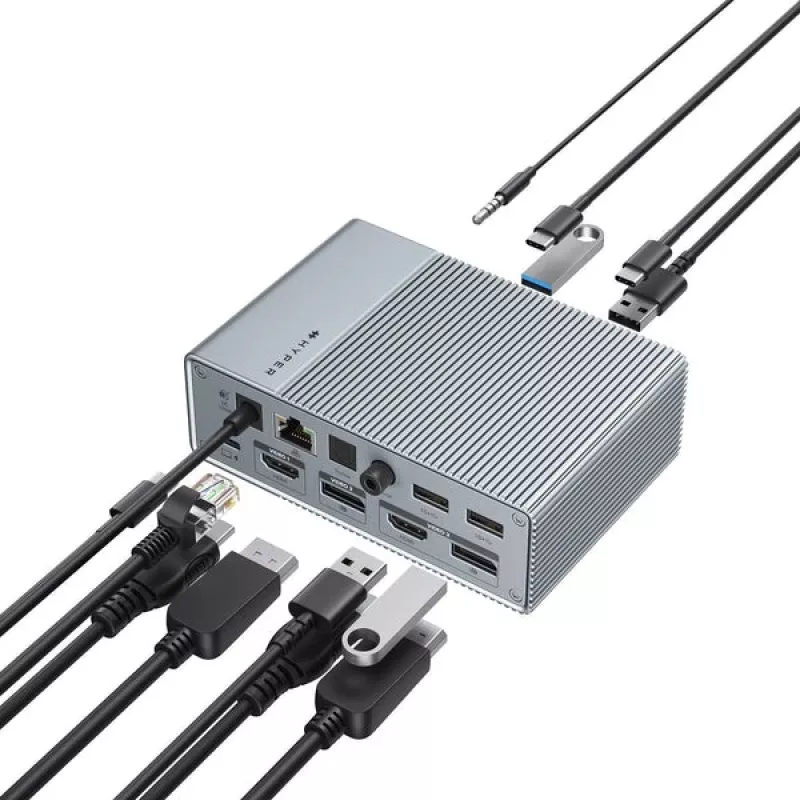 Targus HDG215-EUZ hub interfejsu USB 3.2 Gen 2 (3.1 Gen 2) Type-C srebrny