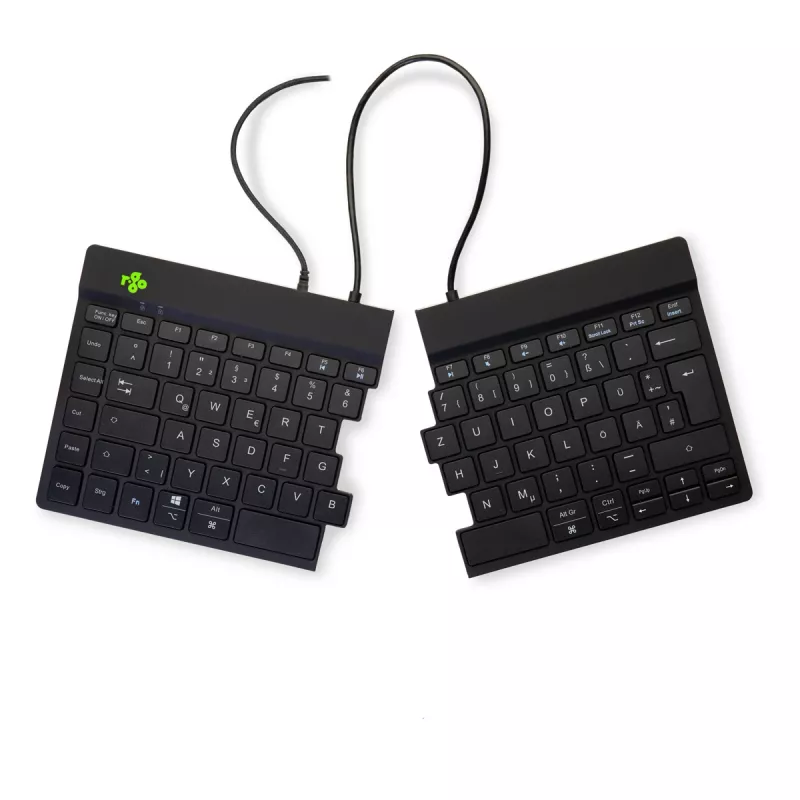 R-Go Tools Ergonomiczna klawiatura R-Go Split Break v2 z oprogramowaniem przypominającym o przerwach, ergonomiczna klawiatura dzielona, QWERTZ (DE), przewodowa, czarna