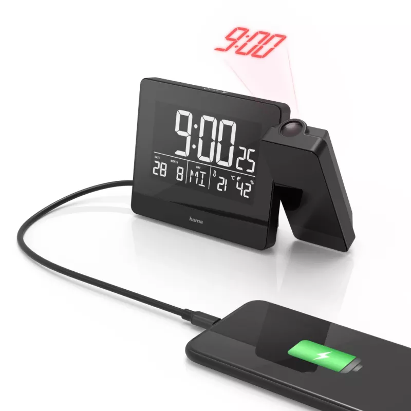 Hama Plus Charge Budzik cyfrowy Czarny