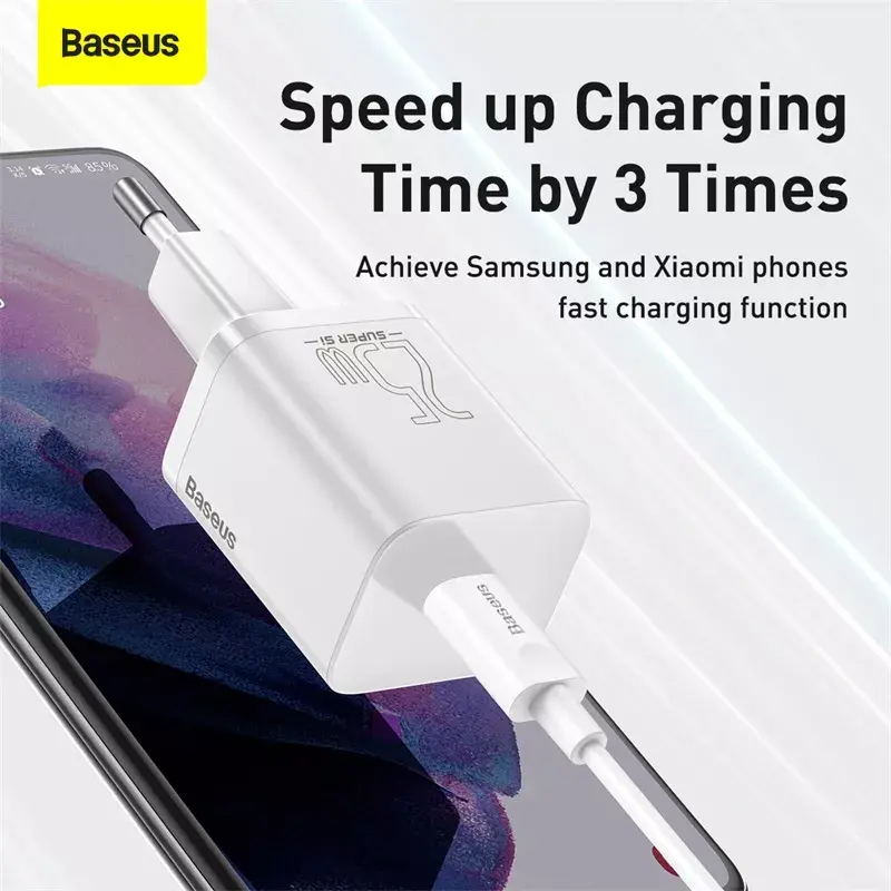Baseus Super Si Ładowarka sieciowa biała szybkie ładowanie 12V 1xUSB-C