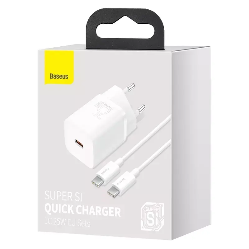 Baseus Super Si Ładowarka sieciowa biała szybkie ładowanie 12V 1xUSB-C