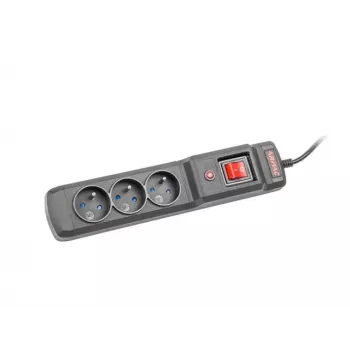 Listwa zasilająca ARMAC Multi M3 — 3 gniazda, kabel 5 m, czarna