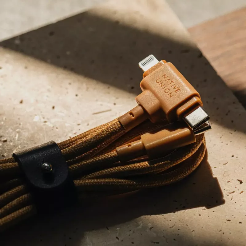 kabel USB native union Belt kabel Duo 1.5 m USB-C na USB-C/Lightning żółty