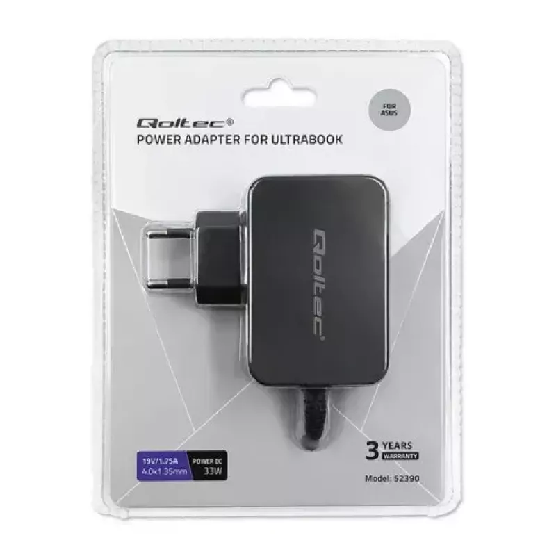Ładowarka Qoltec 52408 wewnętrzna AC laptop 19V 2,1A czarna