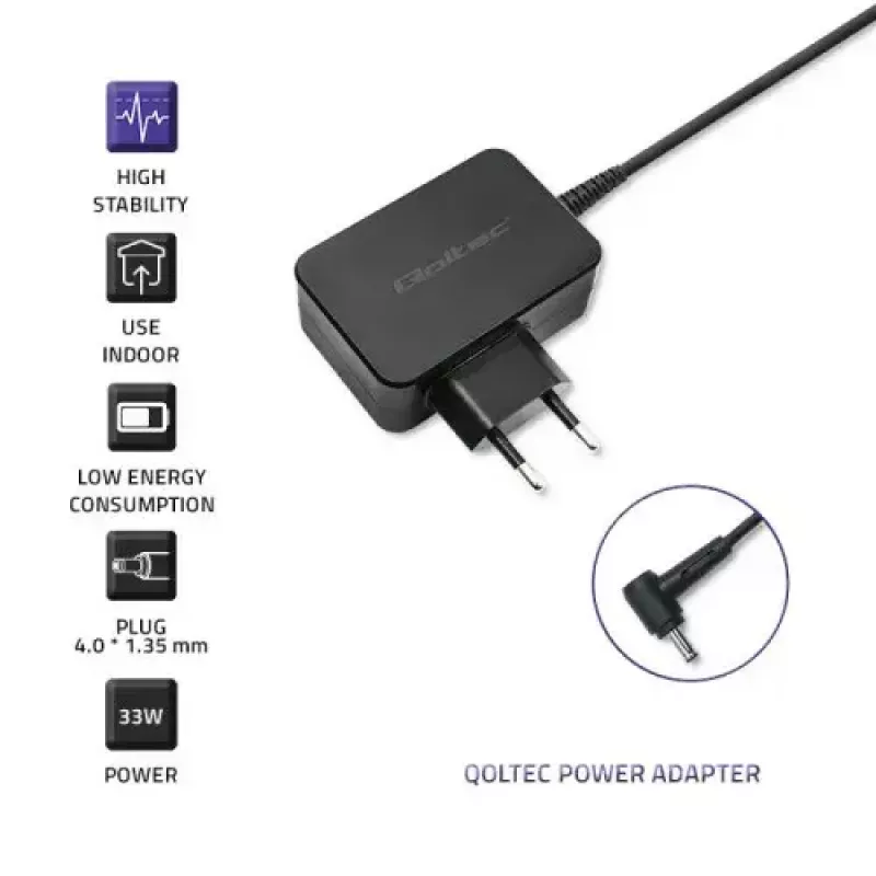 Ładowarka Qoltec 52408 wewnętrzna AC laptop 19V 2,1A czarna