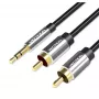 Kabel audio Vention BCFBJ 2 x RCA – mini-jack 3,5 mm, 5 m, czarny, pozłacane styki, oplot PVC