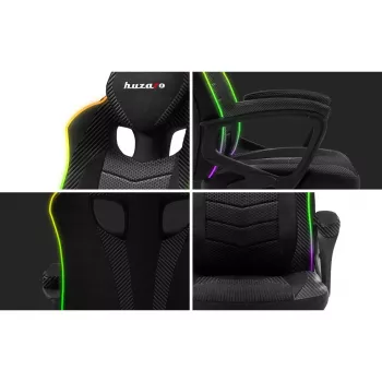Fotel gamingowy huzaro Force 2.5 RGB Mesh — przewiewna siatka, podświetlenie RGB, regulowana wysokość, odchylany, udźwig 130 kg