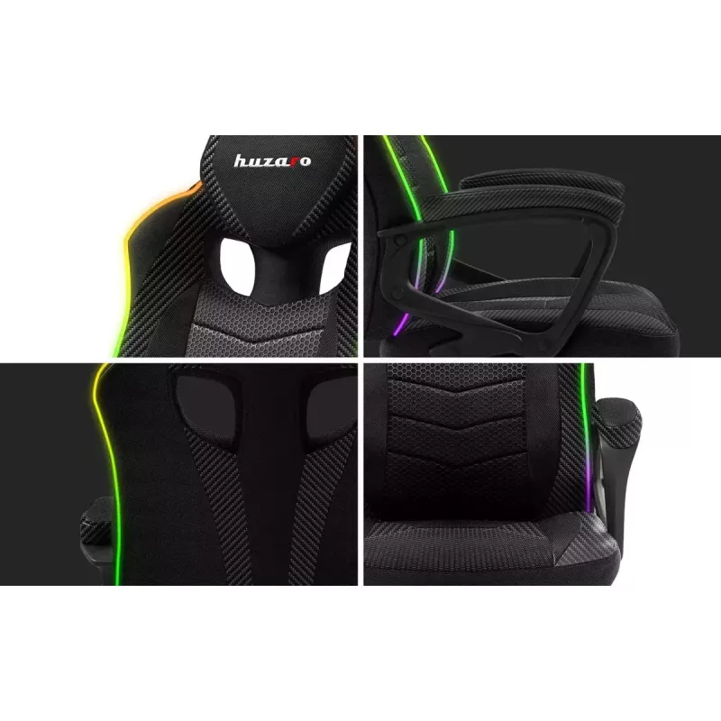 Fotel gamingowy huzaro Force 2.5 RGB Mesh — przewiewna siatka, podświetlenie RGB, regulowana wysokość, odchylany, udźwig 130 kg