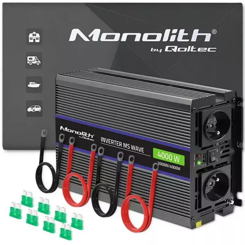 Przetwornica napięcia QOLTEC Monolith 4000 MS Wave 12V na 230V 2000/4000W z USB