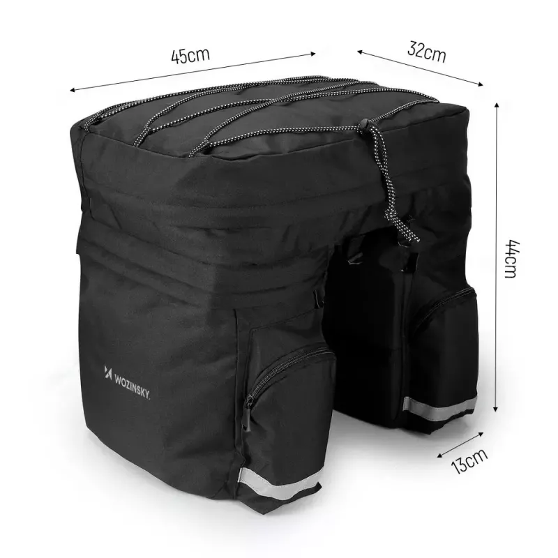 Torba rowerowa Wozinsky WBB13BK 60L czarna uniwersalna – torba na bagażnik/tylną półkę, pojemność 60 L