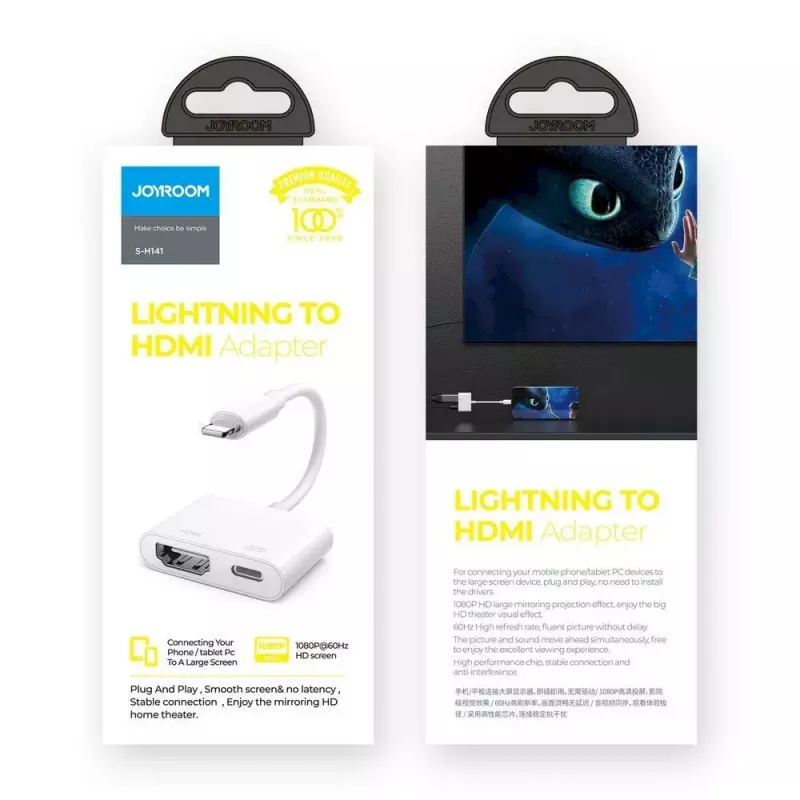 Adapter Lightning na HDMI Joyroom S-H141 — Lightning (Apple) na HDMI FullHD 1080p 60Hz, biały