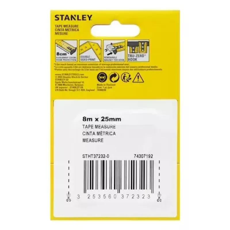 Miarka zwijana Stanley STHT37232-0 8 m Czarny Żółty Szerokość 90 mm Głębokość 50 mm Wysokość 150 mm