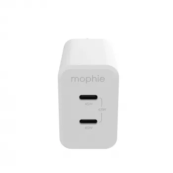 mophie Akcesoria Zasilacz ścienny-USB-C-PD-DUAL-45W-GAN-Biały-EU(2xUSBC)