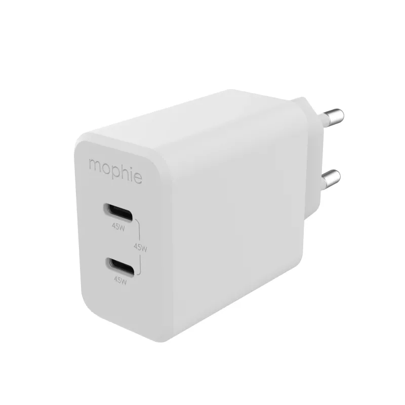 mophie Akcesoria Zasilacz ścienny-USB-C-PD-DUAL-45W-GAN-Biały-EU(2xUSBC)