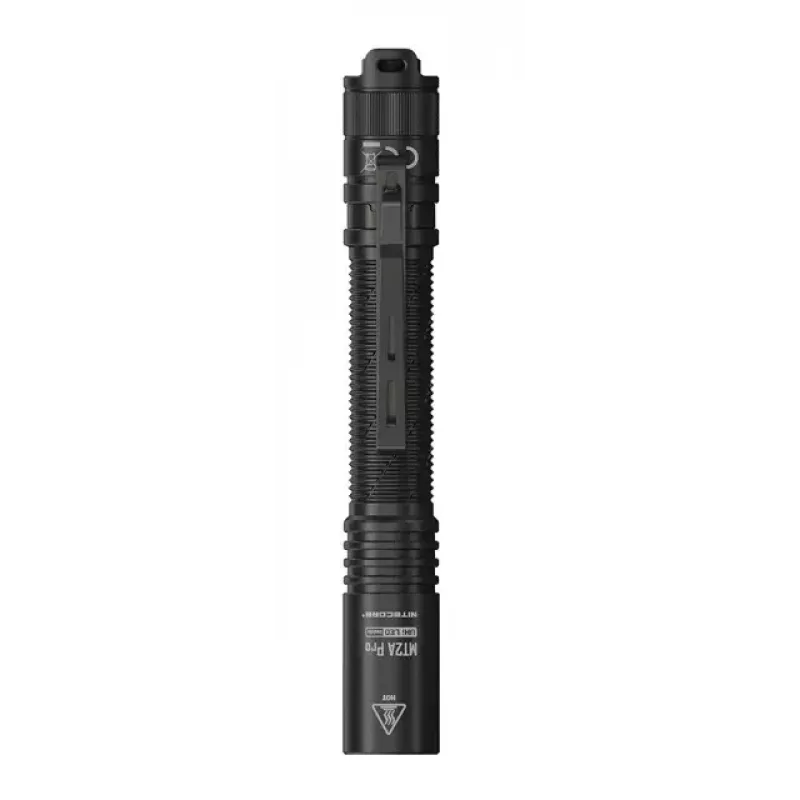 Latarka ręczna Nitecore MT2A Pro — LED, wbudowany akumulator Li‑Ion, ładowanie USB, min. 50 lm, aluminium, IP68, 142,8 mm, 40 g, czarna