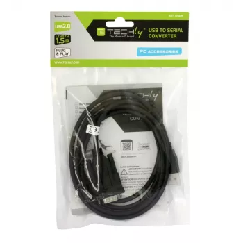 Kabel szeregowy Techly IDATA-USB2-SER-1 Czarny 1.5m USB Type-A DB-9