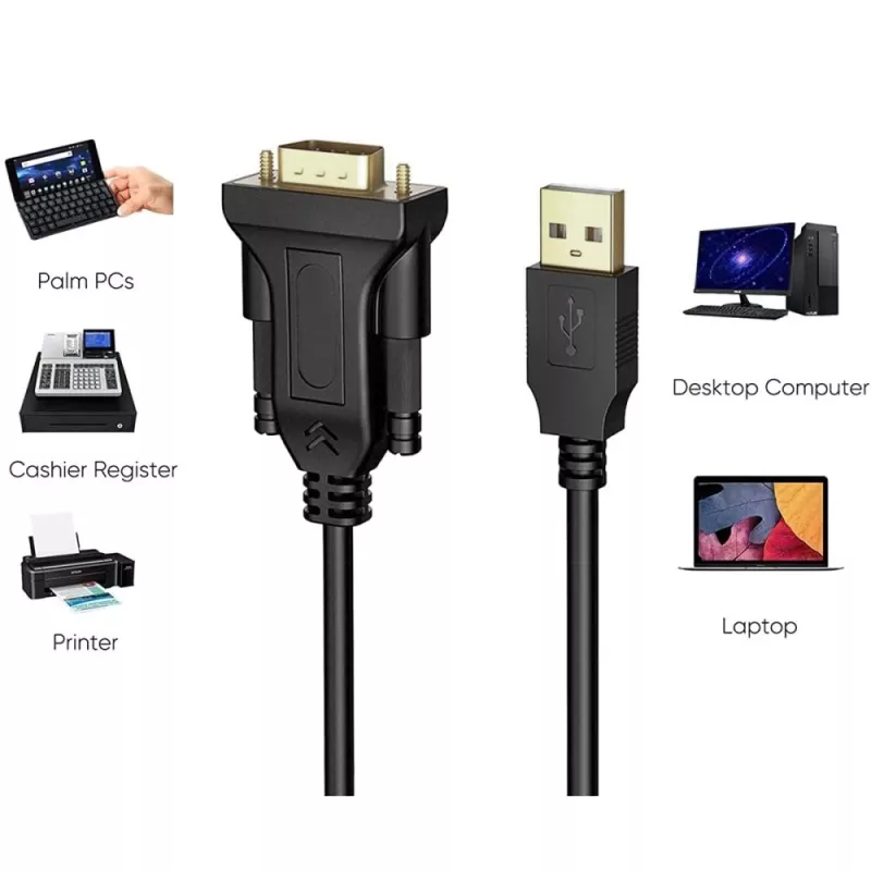 Kabel szeregowy Techly IDATA-USB2-SER-1 Czarny 1.5m USB Type-A DB-9