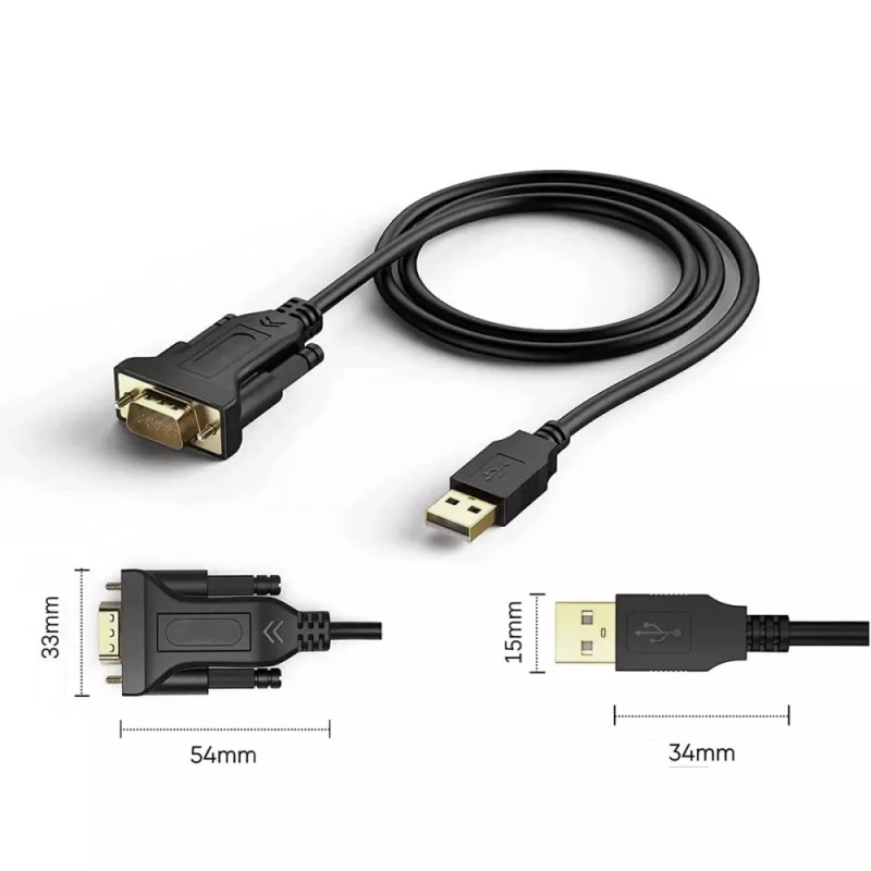 Kabel szeregowy Techly IDATA-USB2-SER-1 Czarny 1.5m USB Type-A DB-9