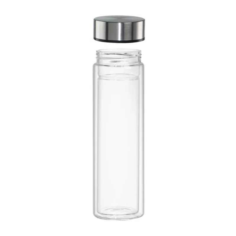 Butelka do picia Xavax 00181598 — 450 ml szkło borokrzemowe z silikonową osłonką, niebieska przezroczysta