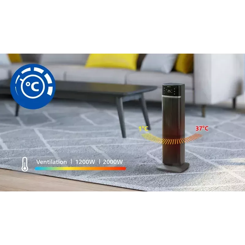 Elektryczny grzejnik wentylatorowy Philips Seria 5000 Smart Tower Ceramic Heater