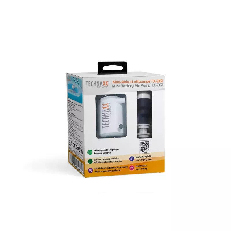 Elektryczna pompka powietrza Technaxx TX-261 180 l/min Bateria 1360 mAh