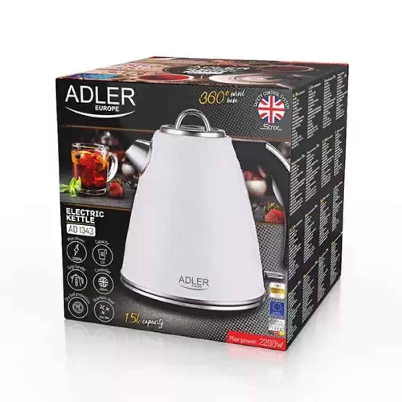 Czajnik elektryczny Adler AD 1343 1.7L 2200W Biały