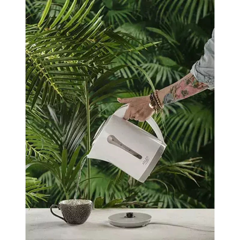 Czajnik elektryczny Adler AD 1244 — 2,5 L, 2200 W, biały, ukryty element grzewczy