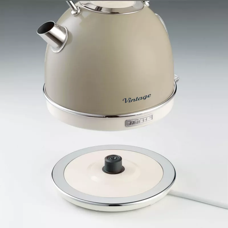 Czajnik Ariete 2877 Vintage, 1,7L, Bezprzewodowy, Beżowy, 1.7 L, 2000 W, Beżowy, Wskaźnik poziomu wody, Bezprzewodowy, Filtr