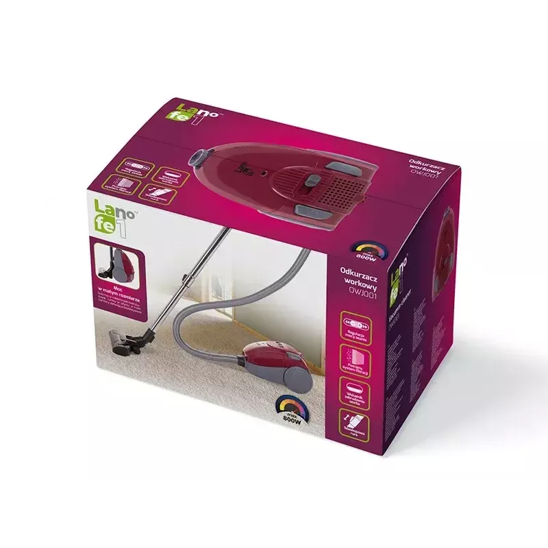 Odkurzacz LAFE 46412 — odkurzacz na sucho, 800 W, rura teleskopowa, promień działania 6 m, bordo