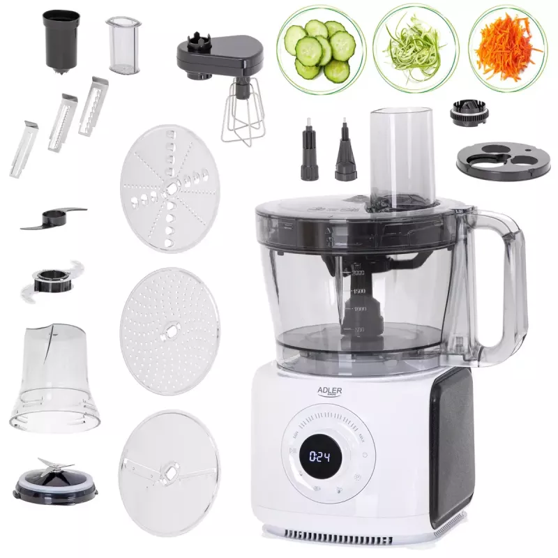 Adler AD 4224 robot kuchenny, 1000 W, miska 2 l, 7 prędkości, biały